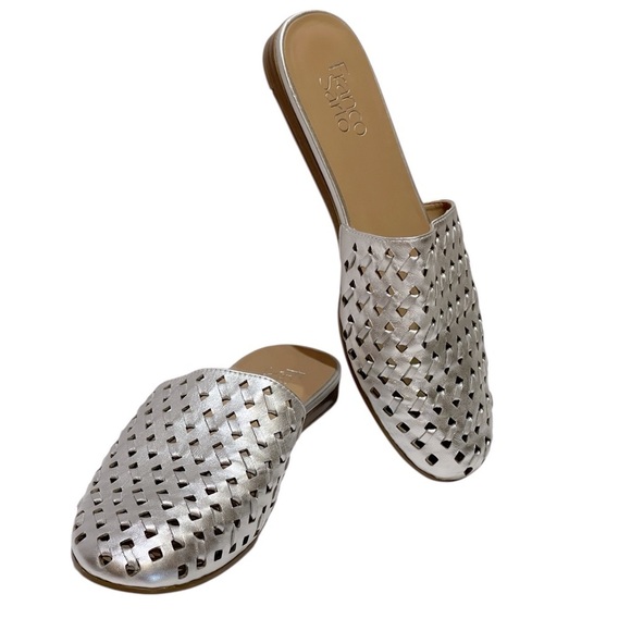 FRANCO SARTO L-GLENA 2 WOVEN SILVER MULES SZ 8 MED EUC - Picture 10 of 10